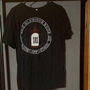 Gildan Black Graphic Tee with Red and White Design